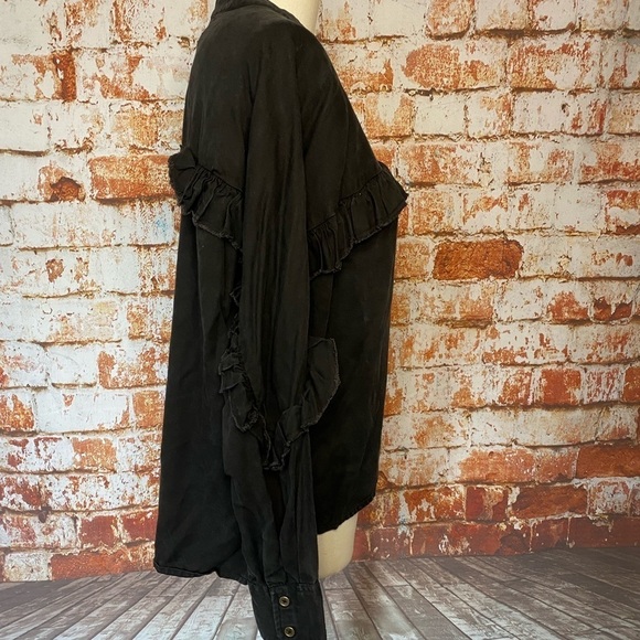 Jachs Girlfriend black tie collar ruffle shirt m - Picture 4 of 7